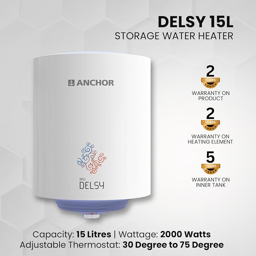 Anchor Delsy 25 Liter Water Geyser, 5 Star, 2000 Watts